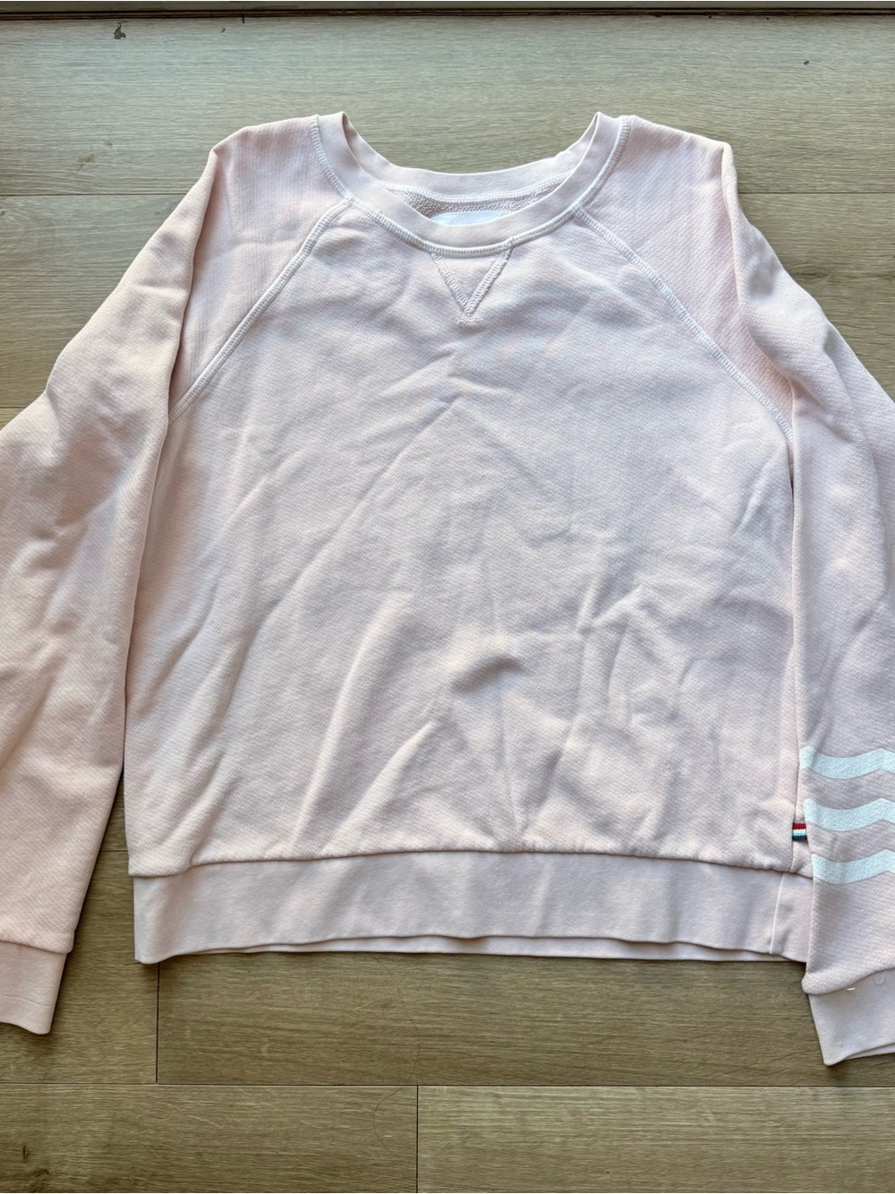 Sol Angeles Pale Pink 100% Cotton Raglan Sweatshirt Small Made in USA